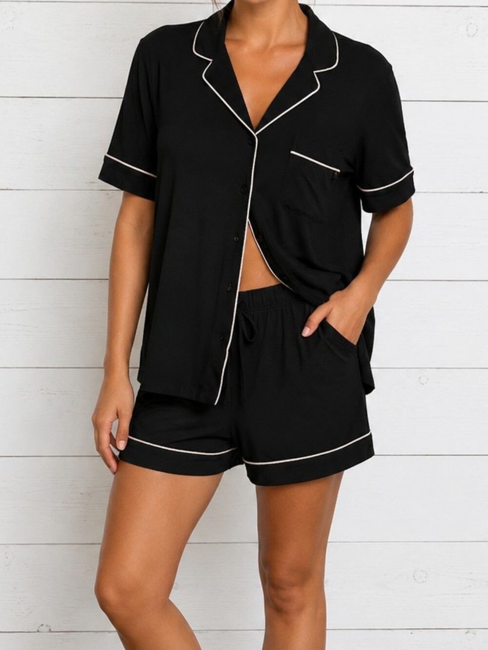 NWT Victoria's Secret SoSoft Modal Short Pajama Set Black Size L